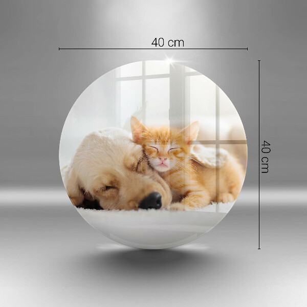 Chopping board glass Animals dog and cat