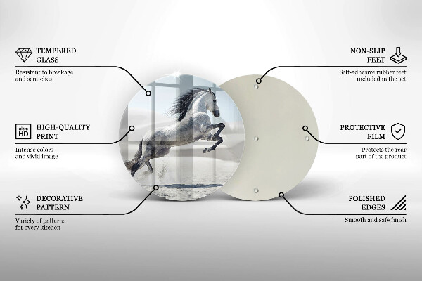 Chopping board glass White Romanian horse