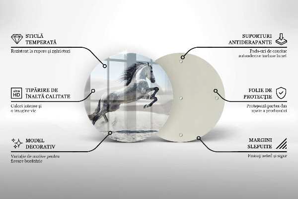 Chopping board glass White Romanian horse