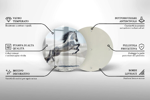 Chopping board glass White Romanian horse