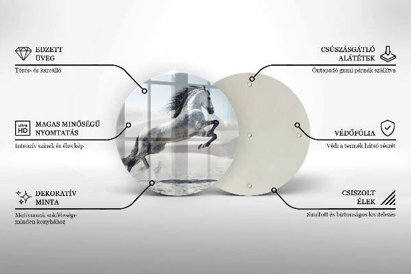 Chopping board glass White Romanian horse