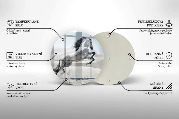 Chopping board glass White Romanian horse