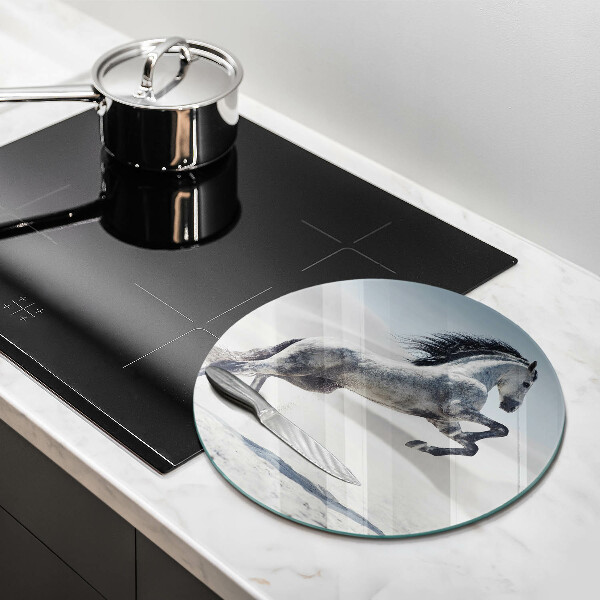 Chopping board glass White Romanian horse