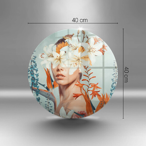 Glass cutting board A woman in flowers