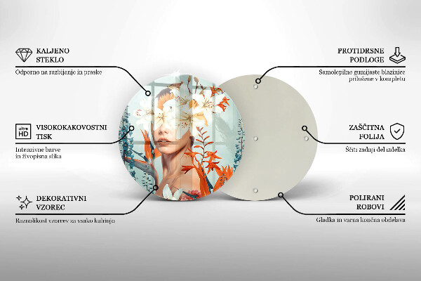 Glass cutting board A woman in flowers