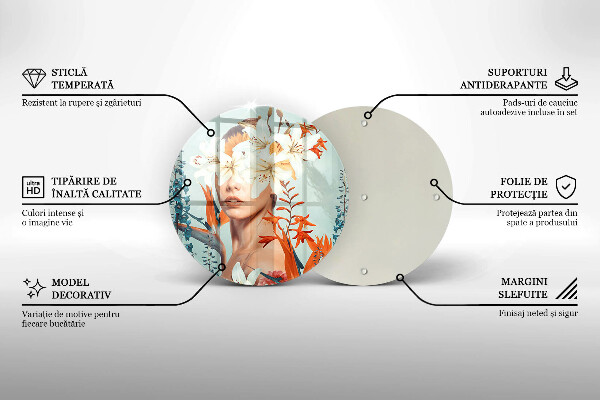 Glass cutting board A woman in flowers