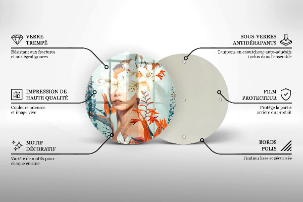 Glass cutting board A woman in flowers