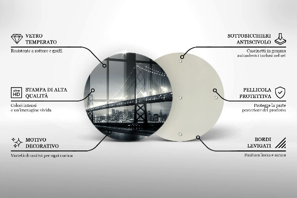 Chopping board glass Benjamin Franklin bridge