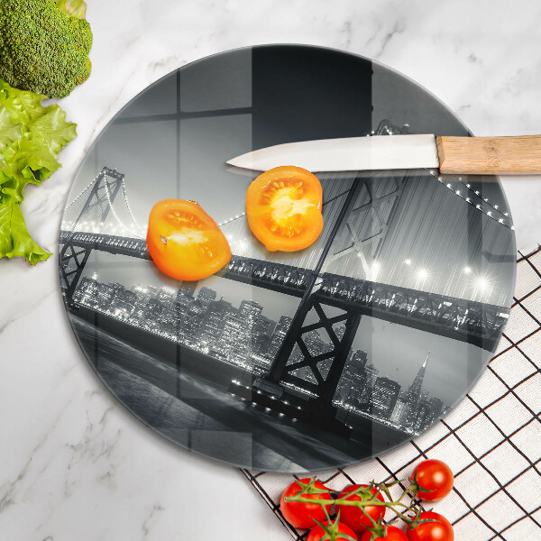 Chopping board glass Benjamin Franklin bridge