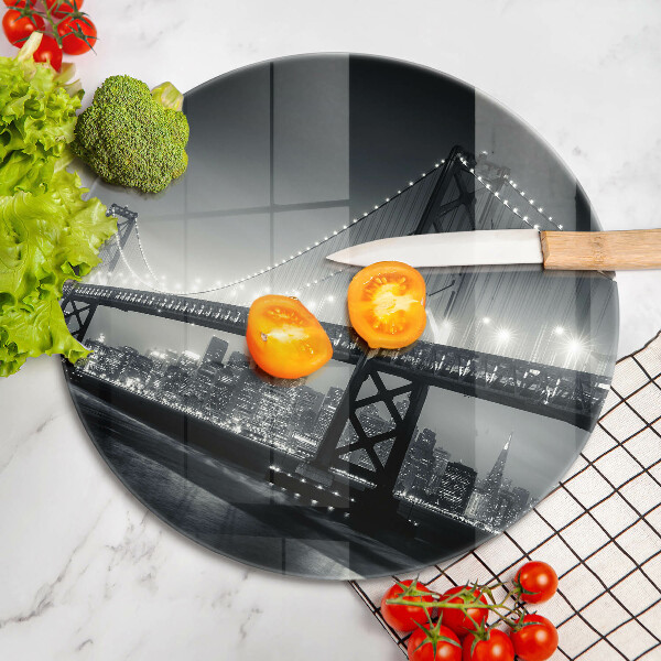 Chopping board glass Benjamin Franklin bridge
