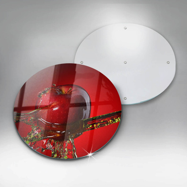 Chopping board glass Apple fruit in water