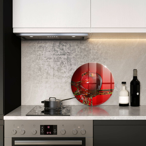 Chopping board glass Apple fruit in water