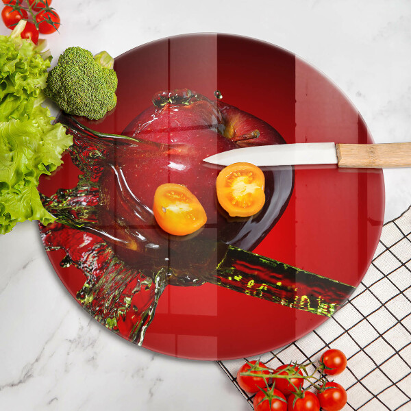 Chopping board glass Apple fruit in water