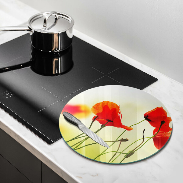 Chopping board glass Red flowers