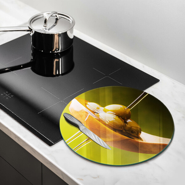 Chopping board glass Oliwa and olives