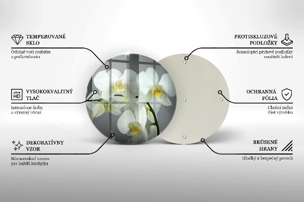 Chopping board glass White orchid flowers