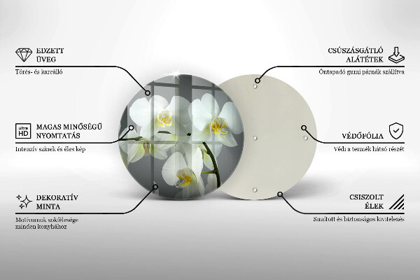 Chopping board glass White orchid flowers