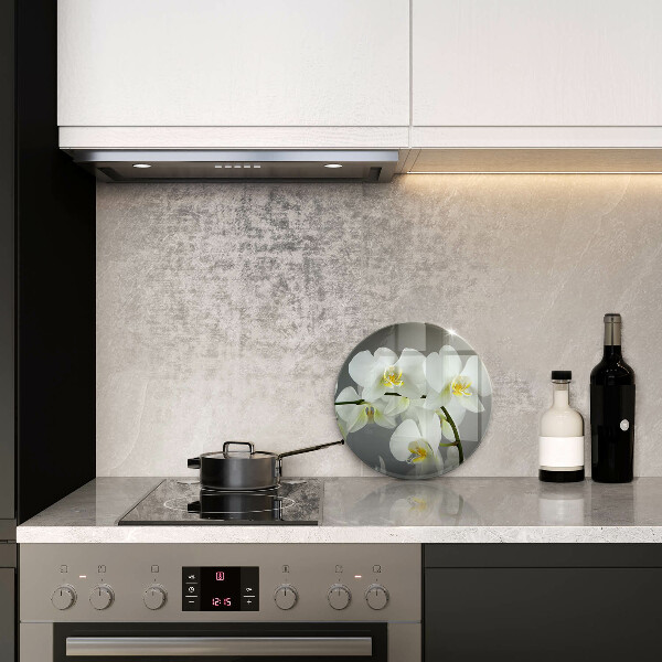 Chopping board glass White orchid flowers