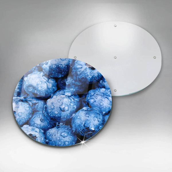 Chopping board glass Juicy blueberries