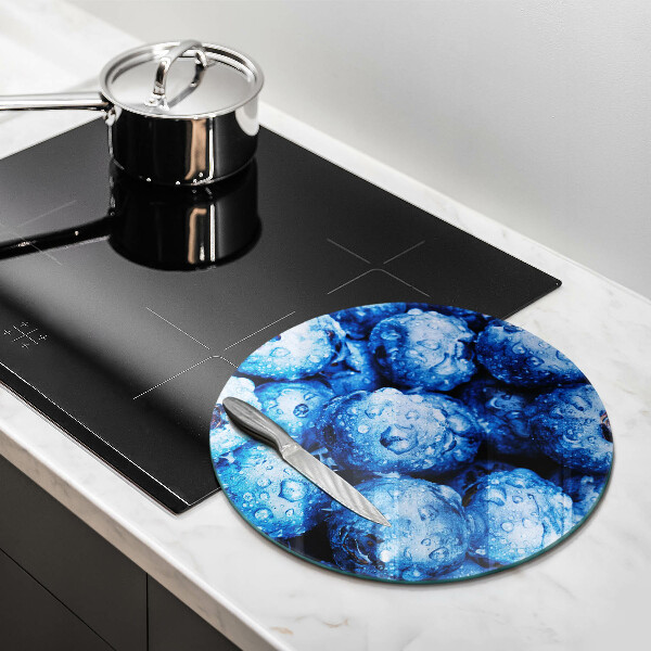 Chopping board glass Juicy blueberries