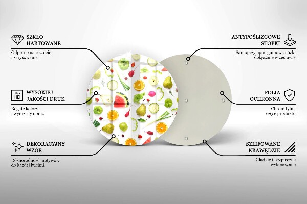Chopping board glass Fruit and vegetables pattern