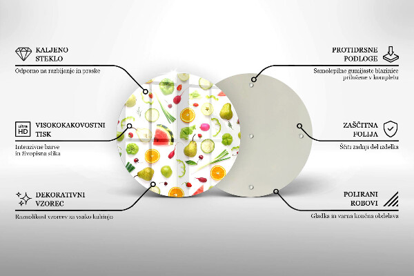 Chopping board glass Fruit and vegetables pattern