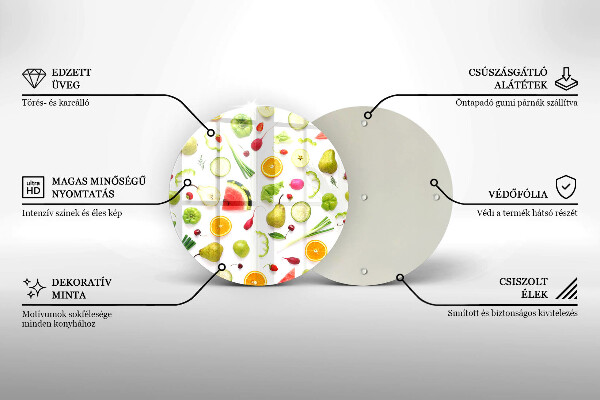 Chopping board glass Fruit and vegetables pattern
