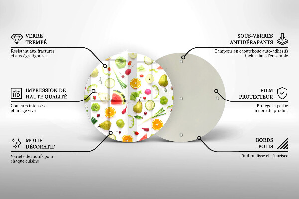 Chopping board glass Fruit and vegetables pattern