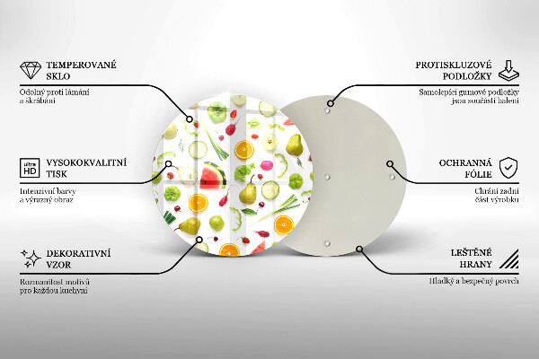 Chopping board glass Fruit and vegetables pattern