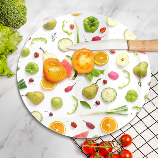 Chopping board glass Fruit and vegetables pattern