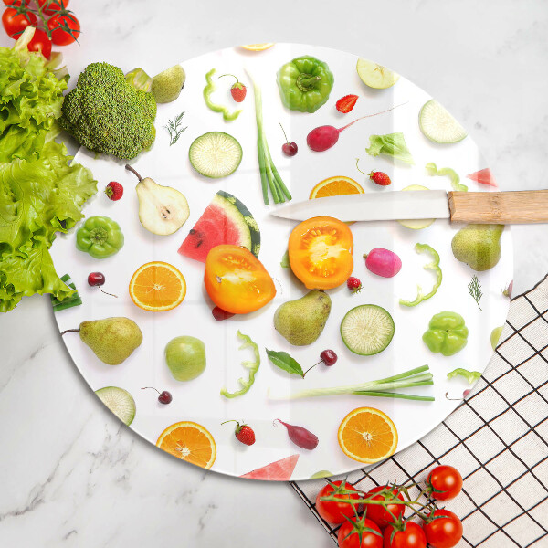 Chopping board glass Fruit and vegetables pattern