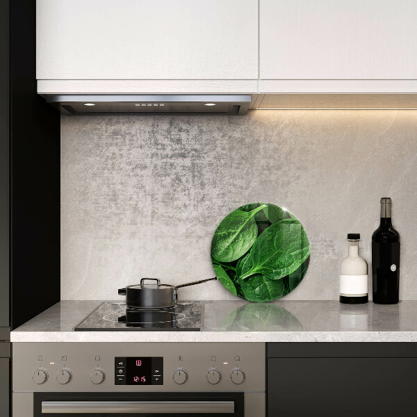 Chopping board glass Basil leaves
