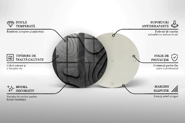 Chopping board glass 3D stone shapes