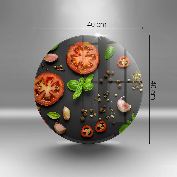 Chopping board glass Tomatoes and spices