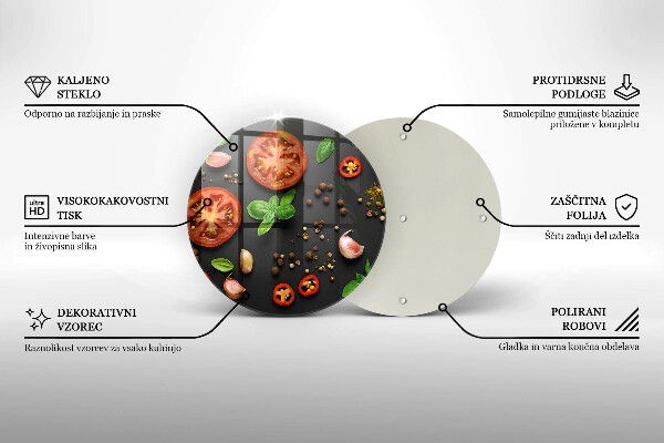 Chopping board glass Tomatoes and spices