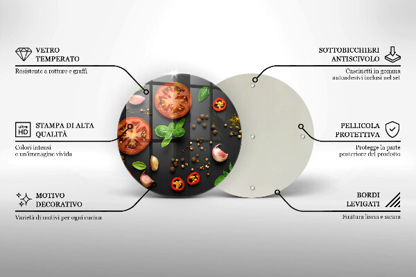 Chopping board glass Tomatoes and spices