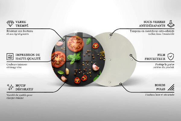 Chopping board glass Tomatoes and spices