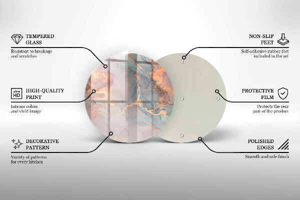 Chopping board glass Marble with gold