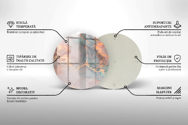 Chopping board glass Marble with gold