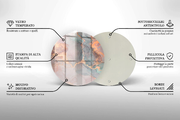 Chopping board glass Marble with gold