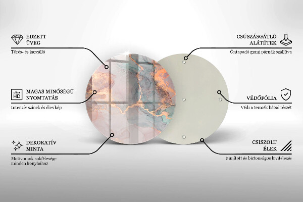 Chopping board glass Marble with gold