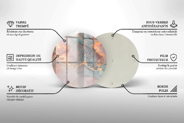 Chopping board glass Marble with gold