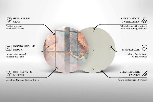 Chopping board glass Marble with gold