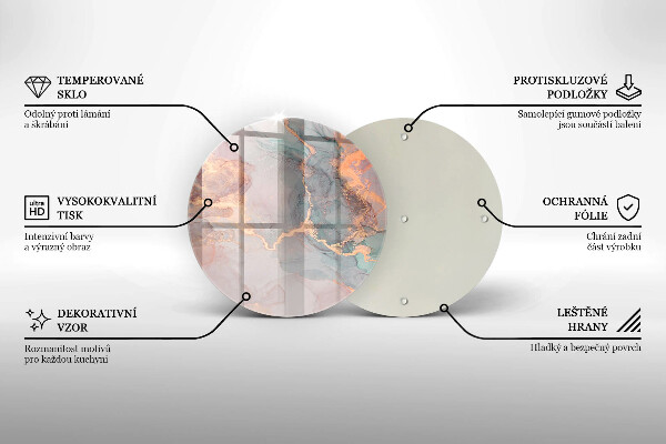 Chopping board glass Marble with gold