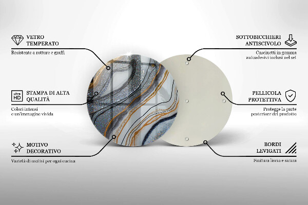 Glass cutting board Rock with gold