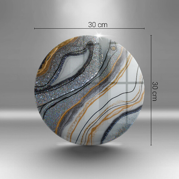 Glass cutting board Rock with gold