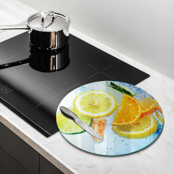 Chopping board glass Juicy citrus water