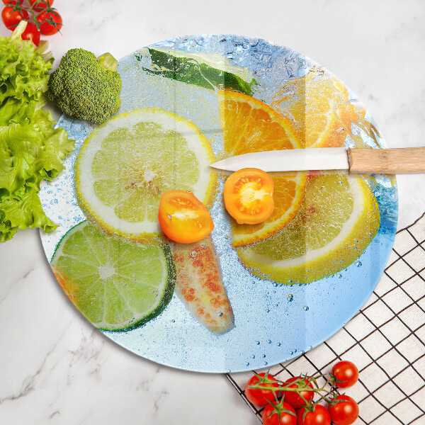 Chopping board glass Juicy citrus water