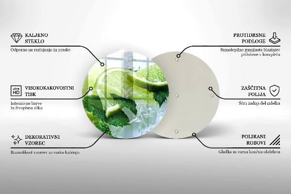 Chopping board glass Lime mint and ice