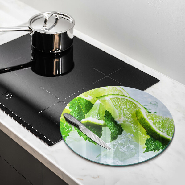 Chopping board glass Lime mint and ice